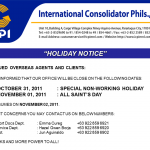 Holiday Notice – Oct 31 to Nov 01, 2011